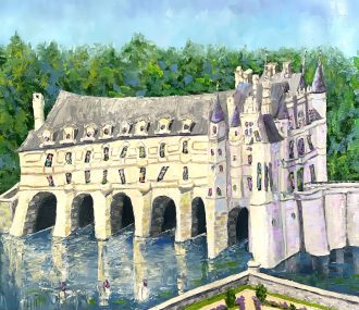 Chateau Chenonceau <br />
Oil on Canvas<br />
24 x 24