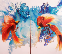 Birds of Paradise<br />
Oil on canvas<br />
31.5 x 47 each.