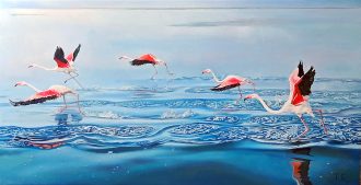 COMING SOON!<br />
Wing-Surfers <br />
Oil on canvas<br />
20 x 39