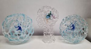 set of three glass sculptures