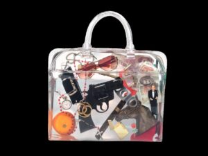 clear bag with items inside