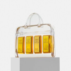 clear bag with gold bars inside