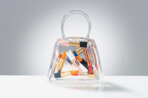 clear bag with lipsticks inside