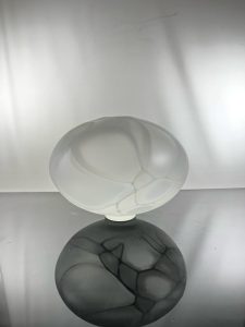In the Clouds<br />
White frosted murrine vessel <br />
8 x 12 x 12