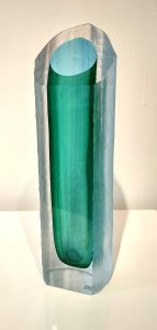 Tree Vase Green  <br />
Hand cast, chiselled, and carved crystal<br />
12.5 x 12.5 x 3.5