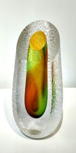 Spring Vase Amber SLICE<br />
Hand cast, chiselled, and carved crystal<br />
10.5 x 4 x 4<br />
