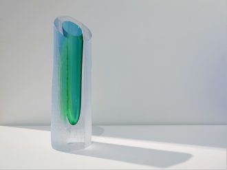 Ascension (SOLD)<br />
Hand blown, chiseled, and carved crystal<br />
12.5 x 3.5 x 3.5