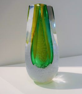 Spring is Coming<br />
Hand blown, chiseled, and carved crystal<br />
10.5 x 4.5 x 4.5