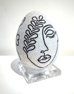 Matilda<br />
Paper mache, acrylic, crystals<br />
6 x 4.5<br />
<br />
