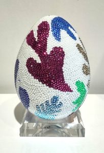 Photosynthesis <br />
Paper mache, acrylic, crystals<br />
6 x 4.5<br />
