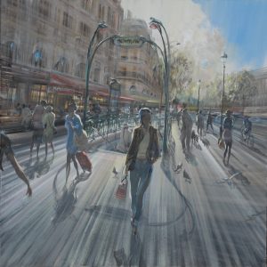 NEW!<br />
Métro St Michel <br />
Oil on canvas<br />
31.5 x 31.5