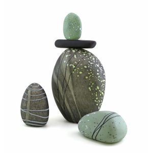 Stacked River Rocks series<br />
Blown-glass grouping<br />
Various sizes available, up to 11.5 inches