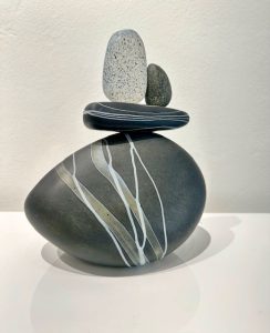 (SOLD)<br />
Stacked River Rocks series<br />
Blown-glass<br />
Various sizes available, up to 11.5 inches