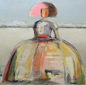 Menina Contra la Marea <br />
Mixed Media on Canvas<br />
32 x 32