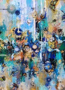 Free Time<br />
Acrylic, Clay, Metal, Resin, Wood, and Working Clocks on Board<br />
40 x 40 x 7