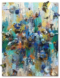 Free Time<br />
Acrylic, Clay, Metal, Resin, Wood, and Working Clocks on Board<br />
40 x 40 x 7