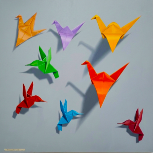 painting of origami animals